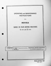 Moviola Series 20 Film Editing Machine Owners Manual
