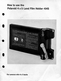 Polaroid 4 x 5 Land Film Holder 545 Owners Manual