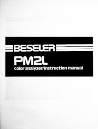 Beseler PM2L Darkroom Color Analyzer Owners Manual