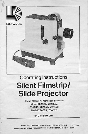 Dukane Silent Filmstrip / Slide Projector Owners Manual
