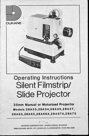 Dukane 500 Silent Filmstrip / Slide Projector Owners Manual