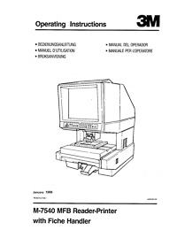 3M M-7540 MFB Microfilm Reader / Printer Owners Manual