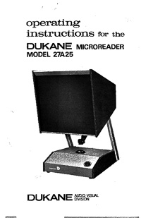 Dukane Microreader Model 27A25 Operating Instructions