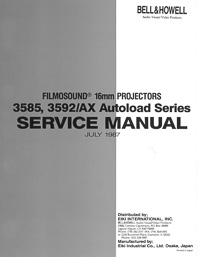 Bell & Howell / Eiki 3585, 3592, 3592AX Service and Parts Manual