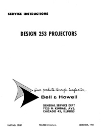 Bell & Howell 8mm Projector Model 253 Service and Parts Manual