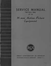 RCA 400 (FP 10) 16mm Motion Picture Projector Service Manual