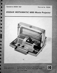 Kodak 8mm Instamatic M95 Projector Parts Manual