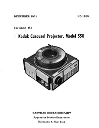 Kodak Carousel 550 Slide Projector Service and Parts Manual