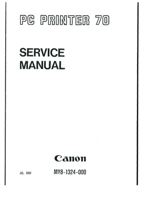 Canon PC Printer 70 Microfilm Reader / Printer Parts Manual