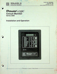 Square D PowerLogic Circuit Monitor Series 2000 Operation Manual - Original Factory Manual