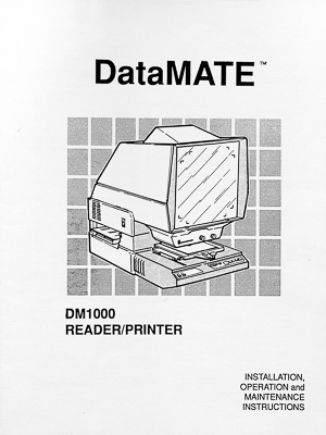 DataMate DM1000 Microfiche Reader / Printer Owners Manual