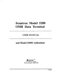 Scantron Model 5200 OMR Data Terminal Owners Manual
