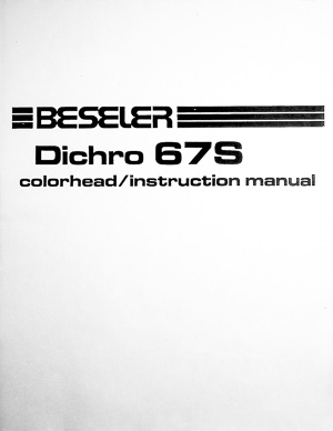Beseler Dichro 67S Colorhead Owners Manual