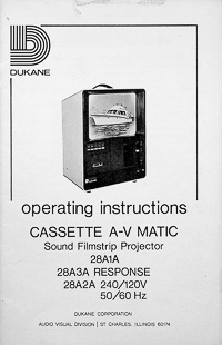 Dukane Cassette A-V Matic Sound Filmstrip Projector Owners Manual