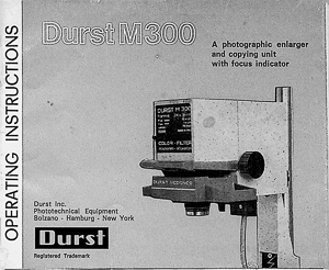 Durst M300 Photo Enlarger Owners Manual