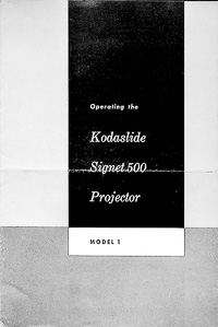 Kodak Kodaslide Signet 500 Slide Projector Owners Manual