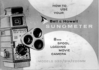 Bell & Howell Sunometer 8mm Spool Loading Movie Camera Owner's Manual