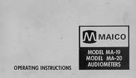Maico MA-19, MA-20 Audiometer Operating Instructions