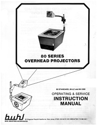 Buhl 80 Series Overhead Projector Operating Instruction Manual