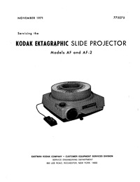 Kodak Ektagraphic AF & AF-2 Slide Projector Service and Parts Manual