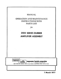 Moviola 3100 Series Dubber Amplifier Assembly Operating. Maintenance and Parts Manual