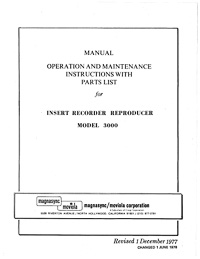 Moviola Model 3000 Insert Recorder Reproducer Technical Manual
