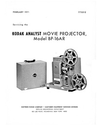 Kodak Analyst BP-16AR Movie Projector Service and Parts Manual