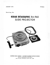Kodak Ektagraphic Slide Projector RA-960 Service Manual