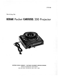 Kodak Pocket Carousel 200 Slide Projector Service and Parts Manual