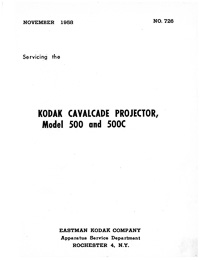 Kodak Cavalcade Slide Projector Model 500, 500C Service and Parts Manual