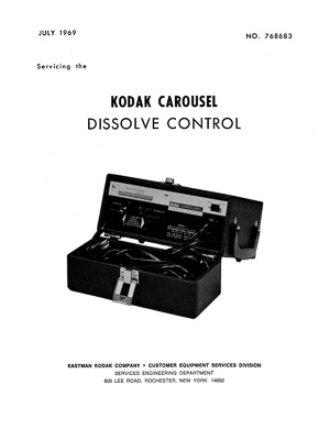Kodak Carousel Dissolve Control Service and Parts Manual