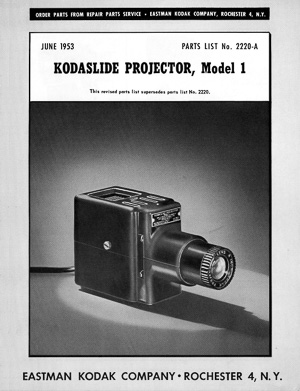 Kodaslide Model 1 Slide Projector Parts Manual
