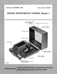 Kodak Readymatic Slide Viewer Model 1 Parts Manual