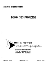 Bell & Howell 363 8mm Movie Projector Service and Parts Manual