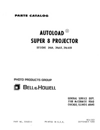 Bell & Howell 346 Autoload 8 Movie Projector Parts Manual