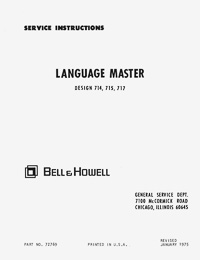 Bell & Howell 714, 715, 717 Language Master Service and Parts Manual