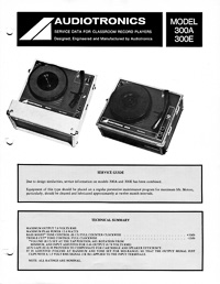 Audiotronics Record Player 300A, 300E Service Guide