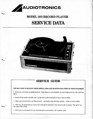 Audiotronics Record Player 305 Service Guide