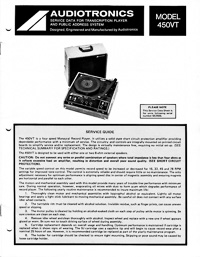 Audiotronics Record Player 450VT Service Guide